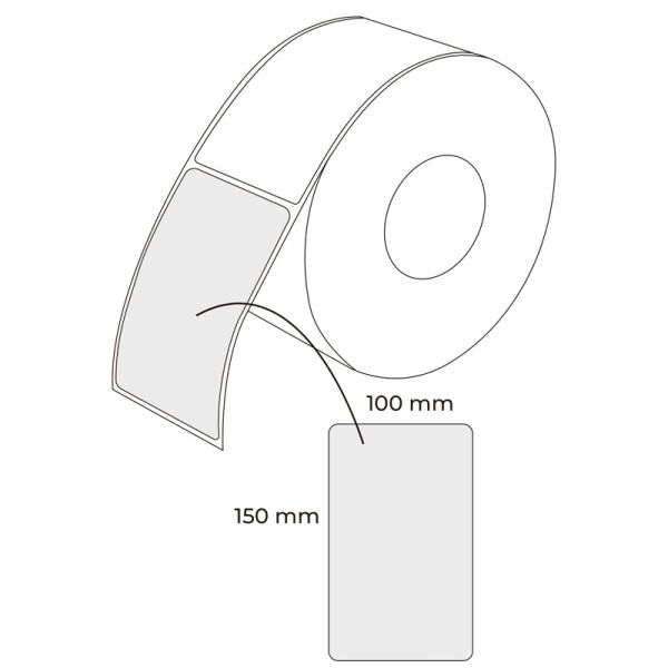 Caja con 5.248 etiquetas 100 x 150 Polipropileno Blanco Cono 3